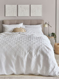 White embossed geometric duvet cover and pillowcase set (British brand)