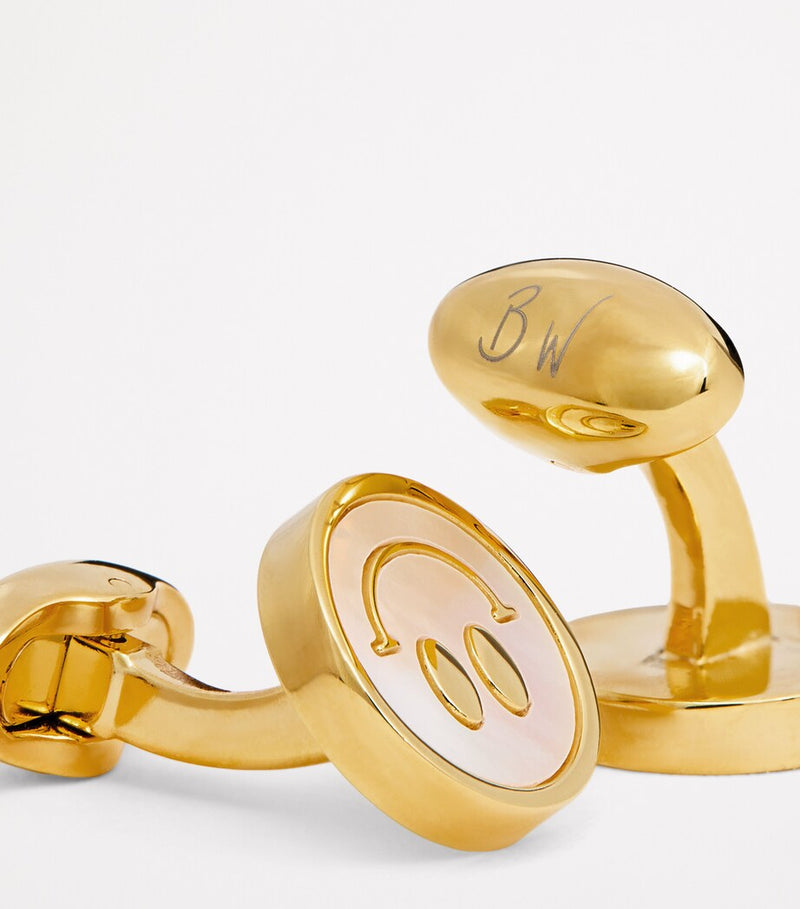 Babette Wasserman gold-plated smiley face cufflinks - British product