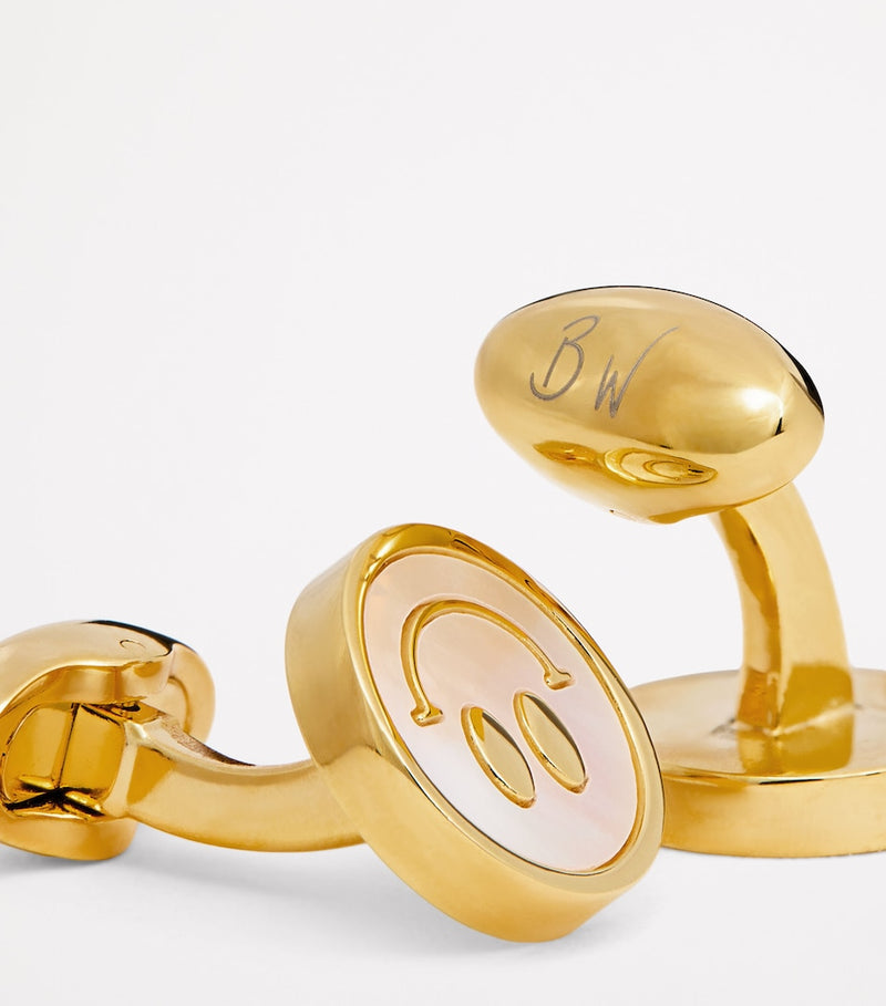 Babette Wasserman gold-plated smiley face cufflinks - British product