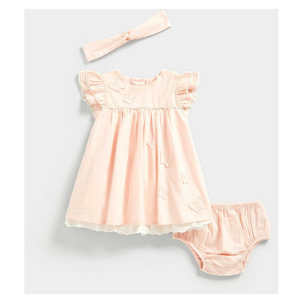 Mothercare Pink Butterfly Dress, Headband and Knickers Set