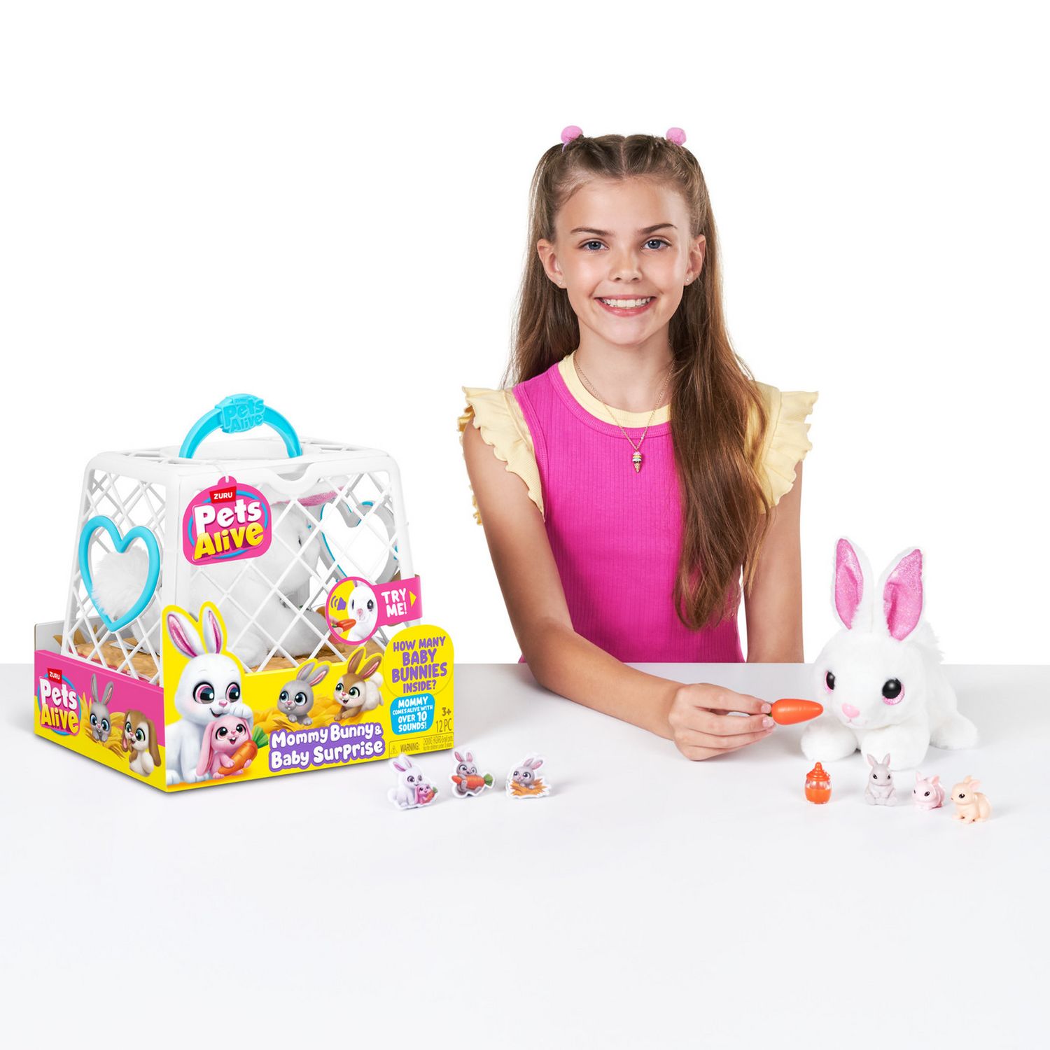 Pets Alive Mommy Bunny interactive toy with baby bunnies - British product