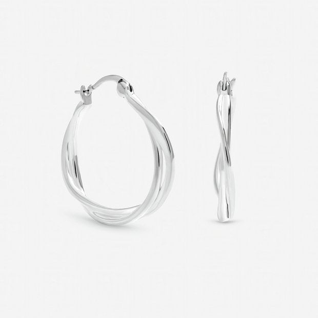 Inicio silver plated twist hoop earrings, UK version