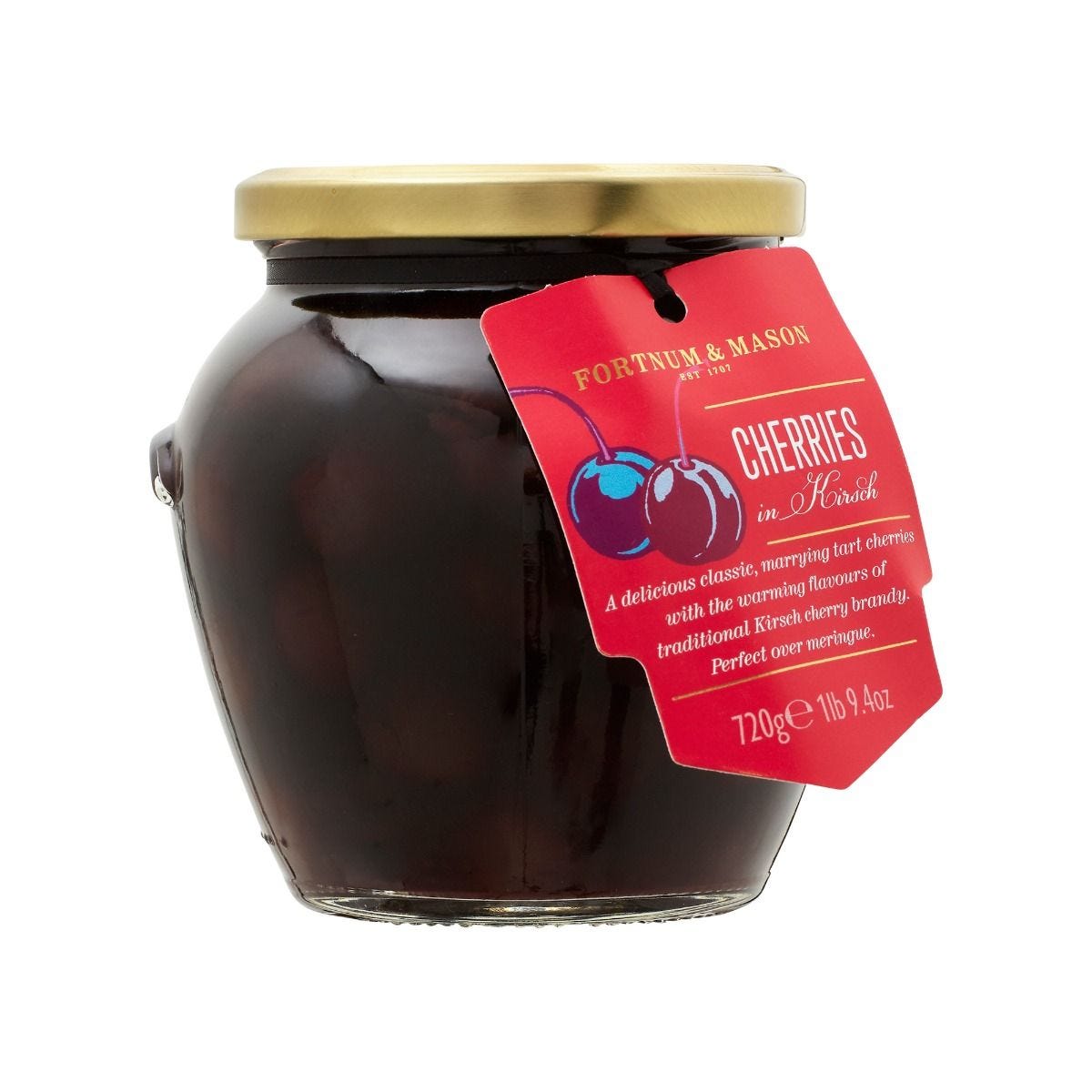 Cherries in Kirsch fruit compote 600g jar, imported from the UK
