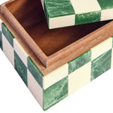 Habitat checkered resin green trinket box 15.5x10.5x5.5cm, imported from the UK
