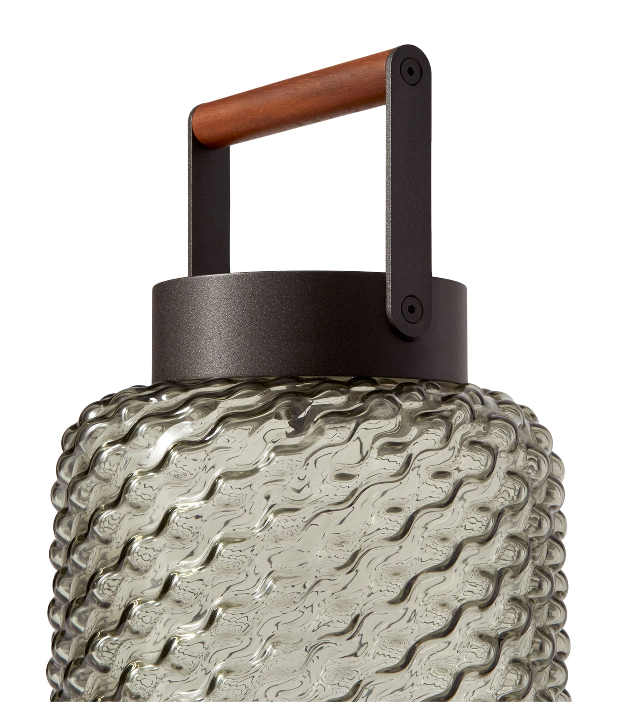 Cassina portable outdoor lamp with blown-glass and Iroko wood handle - British product