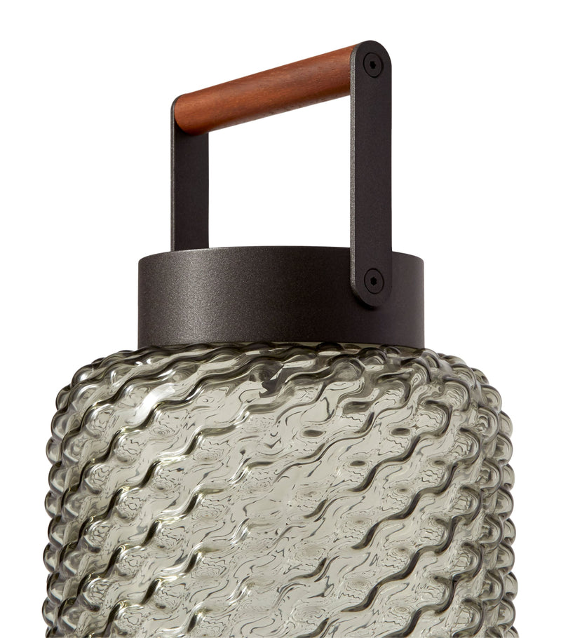 Cassina portable outdoor lamp with blown-glass and Iroko wood handle - British product