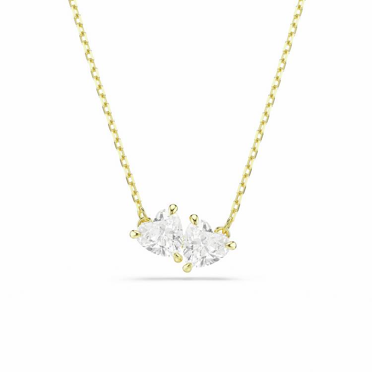 Swarovski gold-tone heart pendant necklace with zirconia stones - British product