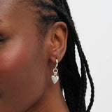 Inicio silver plated heart drop hoop earrings, imported from the UK