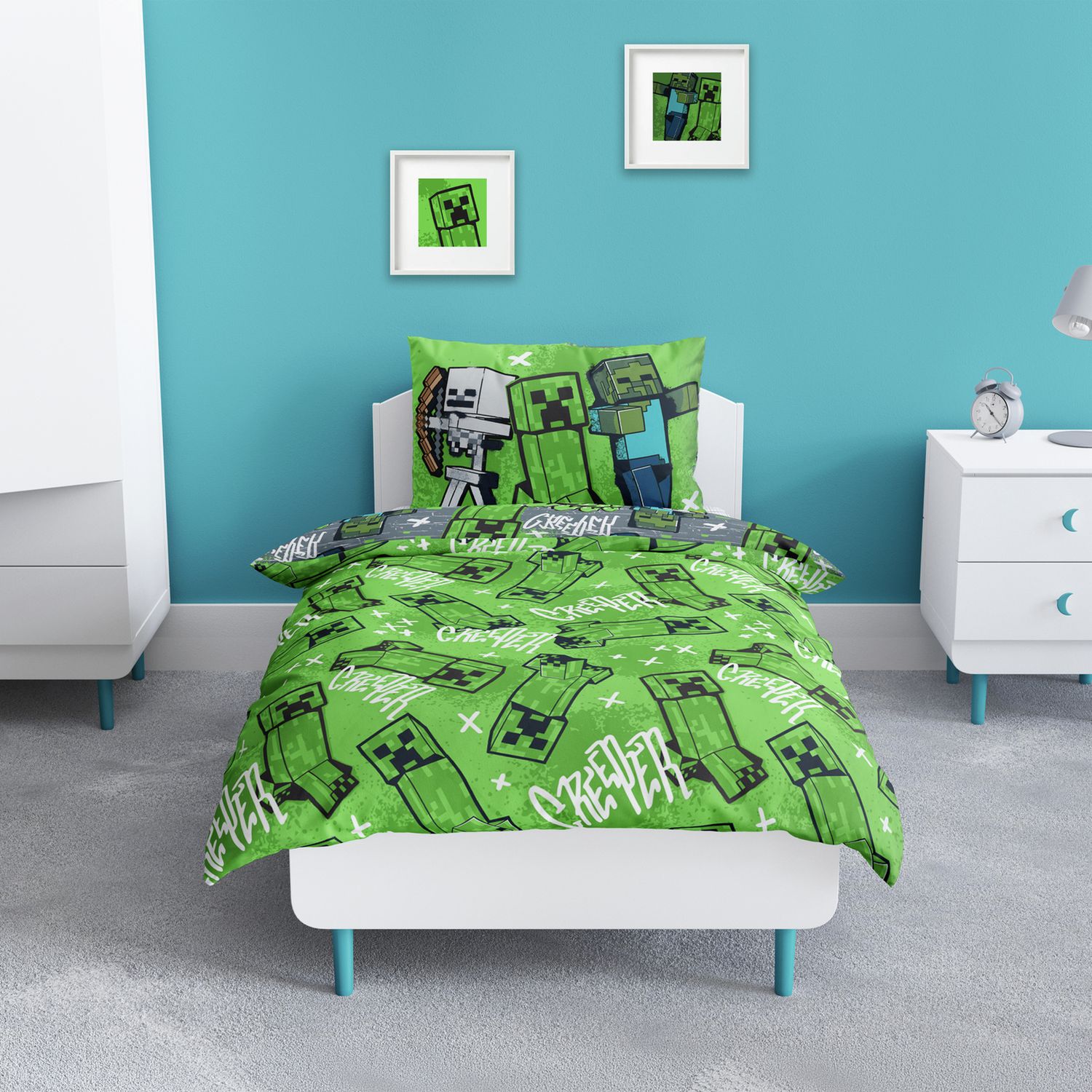 Minecraft Kids Grey Bedding Set - Double