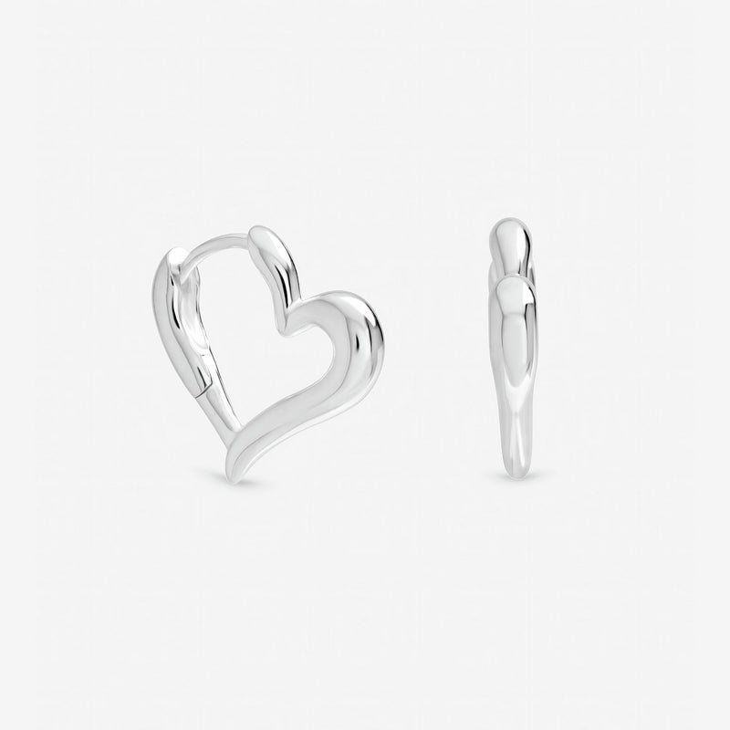 Inicio silver plated heart hoop earrings, imported from the UK