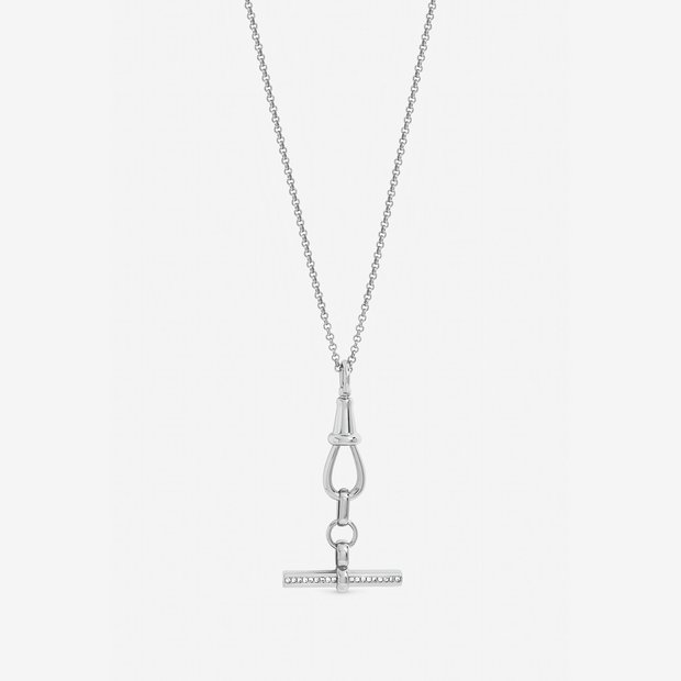 Jon Richard silver-plated T-bar necklace with pave crystals, imported from the UK