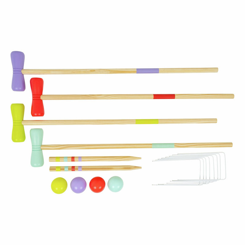 TP Toys wooden croquet set pastel colours garden game, imported from the UK