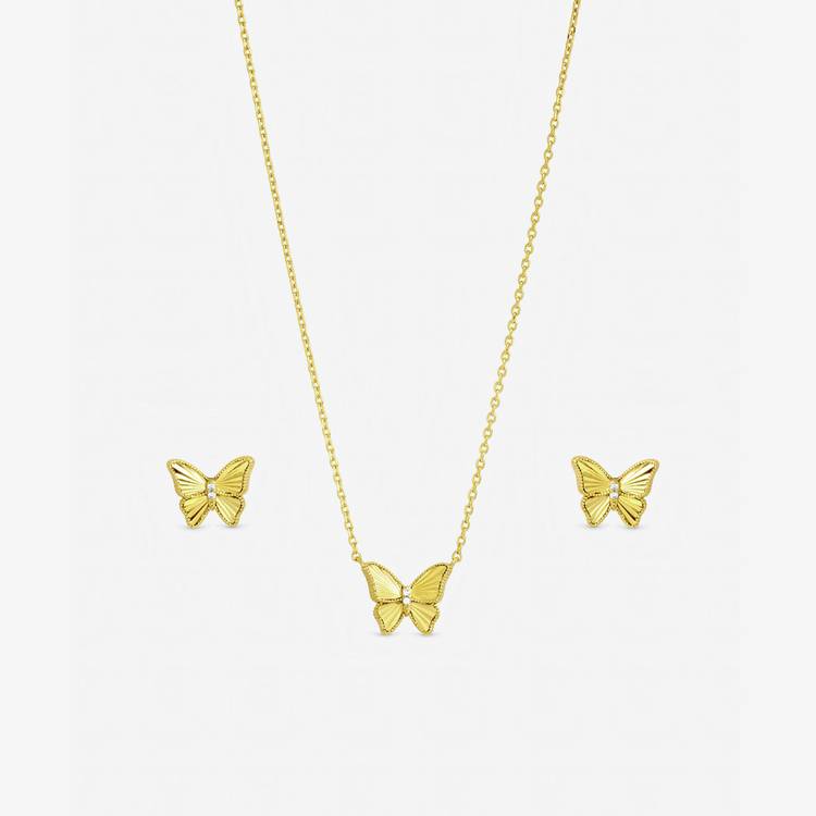 Jon Richard gold plated diamond cut butterfly set, UK version