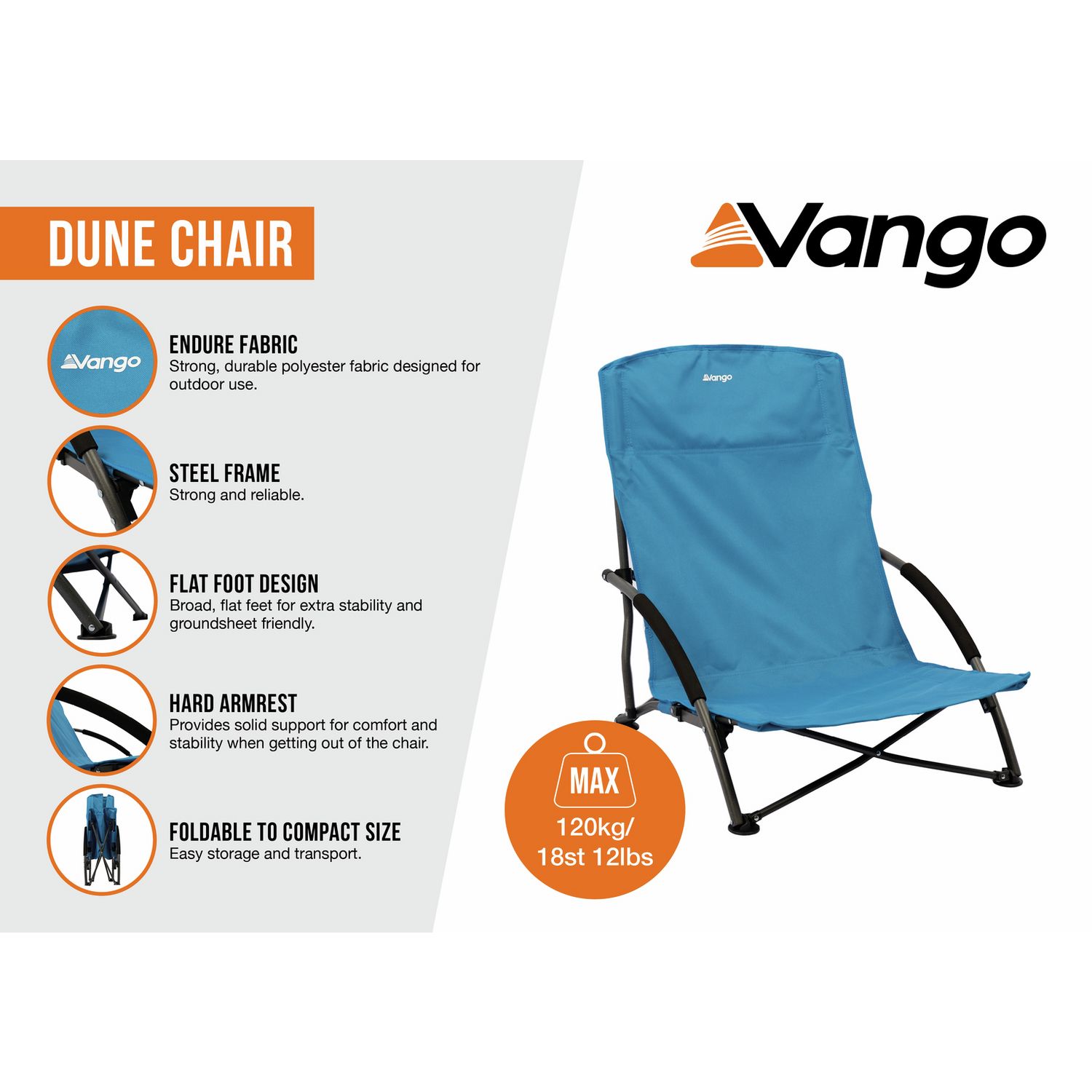 Vango folding beach chair blue (British brand)
