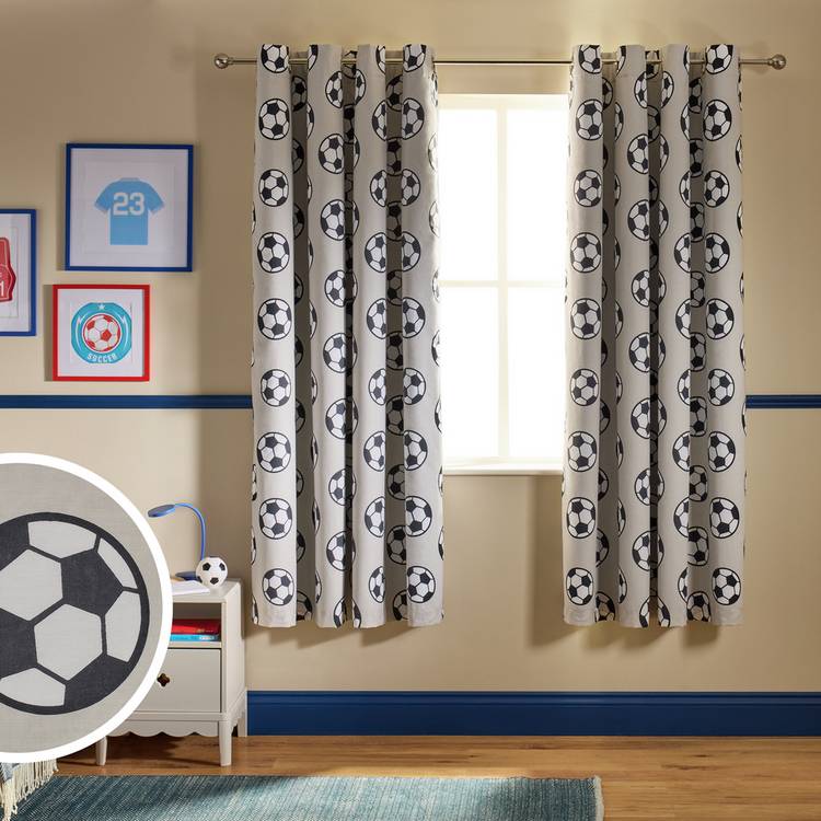 Argos Home football blackout curtain grey 168x137cm, imported from the UK
