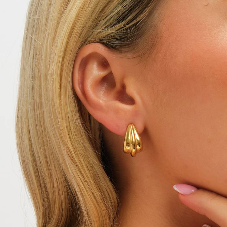 Jon Richard gold plated leaf stud earrings with crystals - British product
