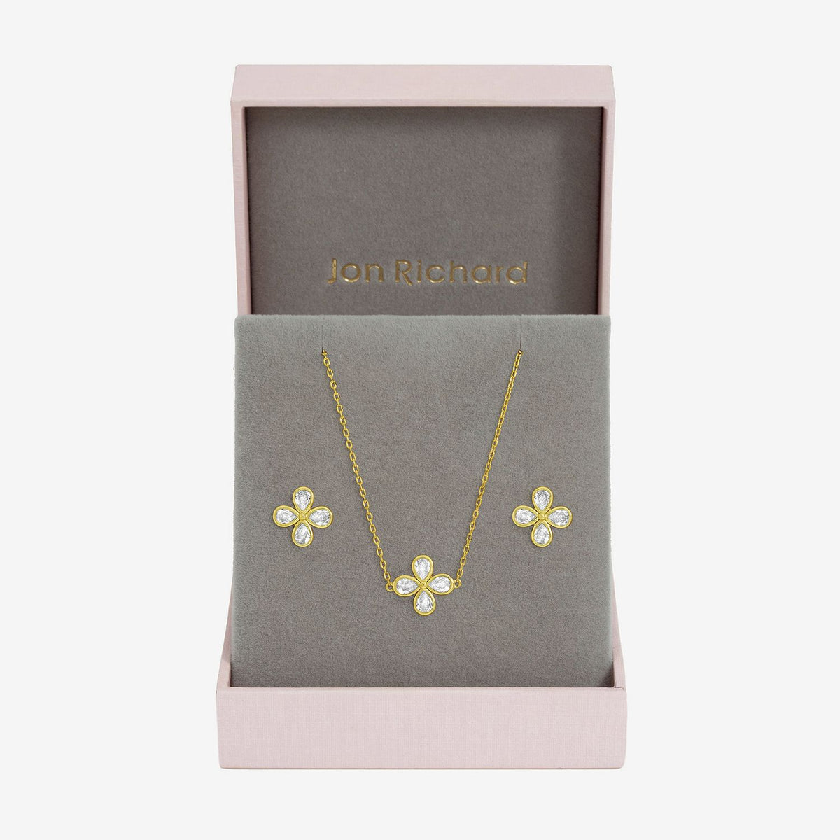 Jon Richard gold plated crystal flower bridal jewellery set - British product
