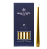 Charles Farris tapered dining candles gold (British brand)