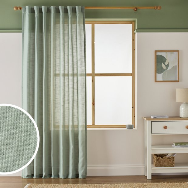 Argos Home voile curtain sage 140x137cm, imported from the UK