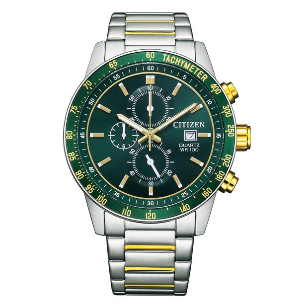 Citizen chronograph watch green dial (British brand)