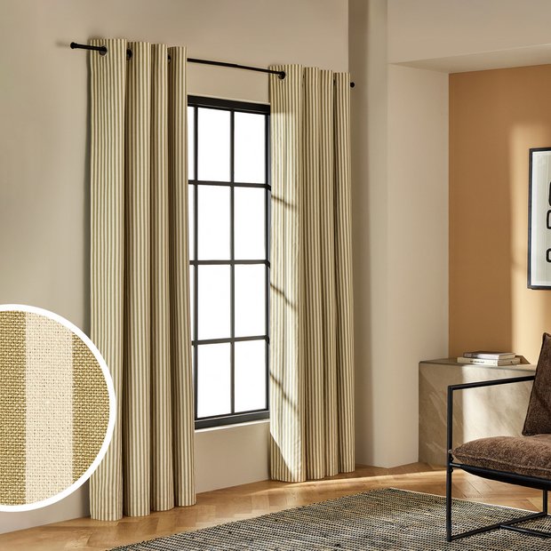 Habitat stripe blackout curtain olive 117x137cm (British brand)