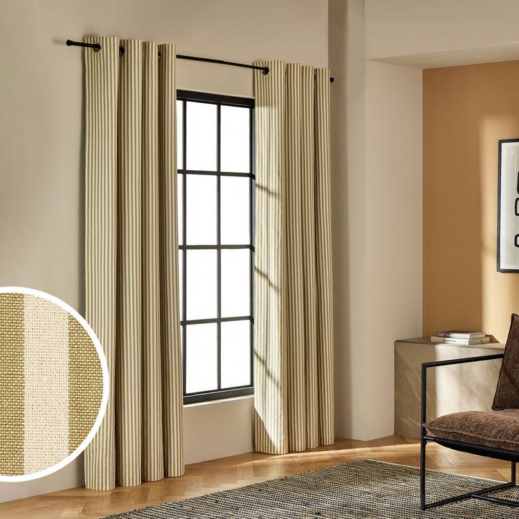 Habitat stripe blackout curtain olive 117x137cm (British brand)