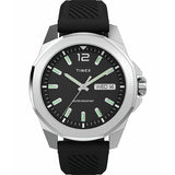 Timex Essex Ave black dial watch with silicone strap (British brand)