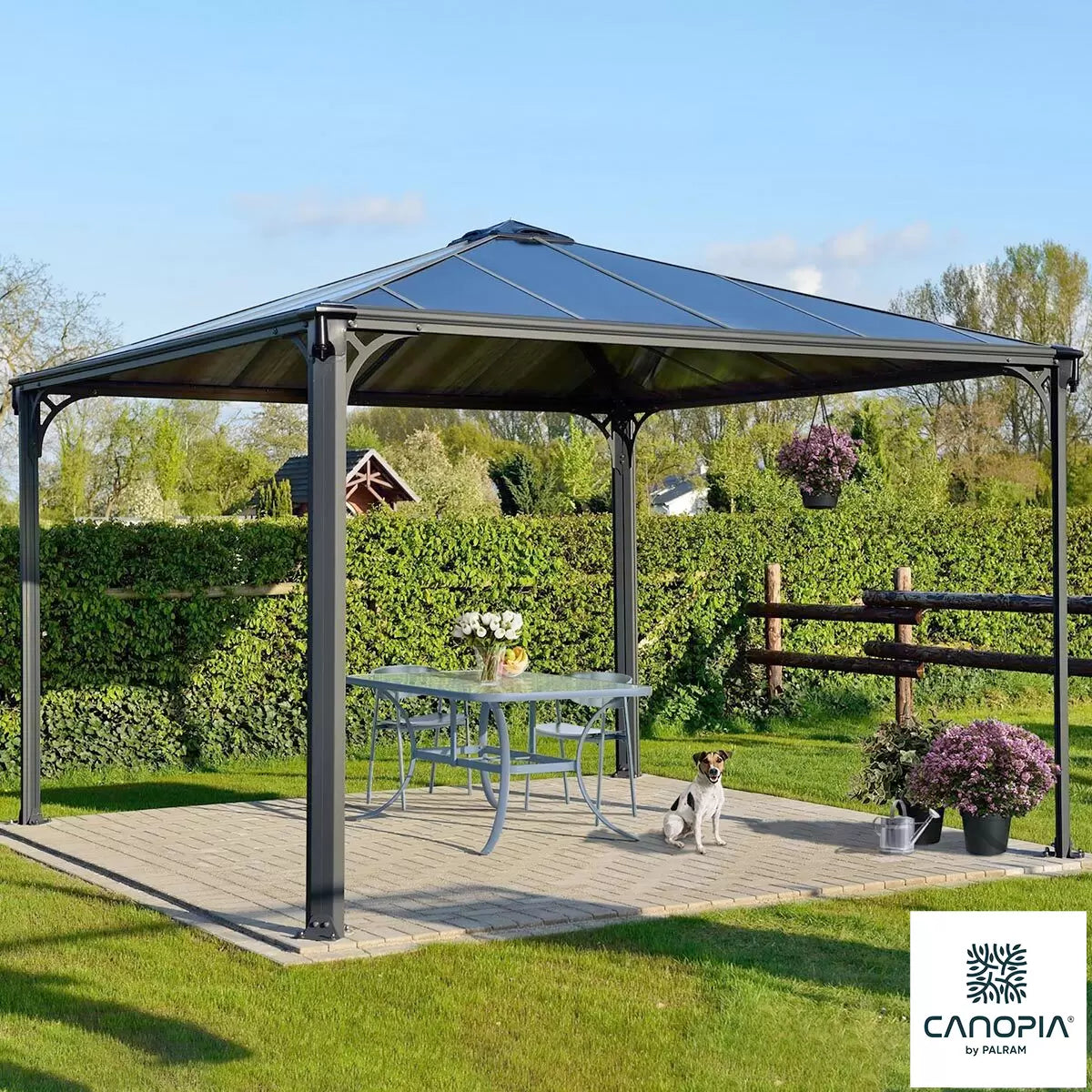 Palram Canopia Palermo 3.6 x 3.6 m (11.8 x 11.8 ft) Aluminium and Polycarbonate Gazebo GOODS Costco UK