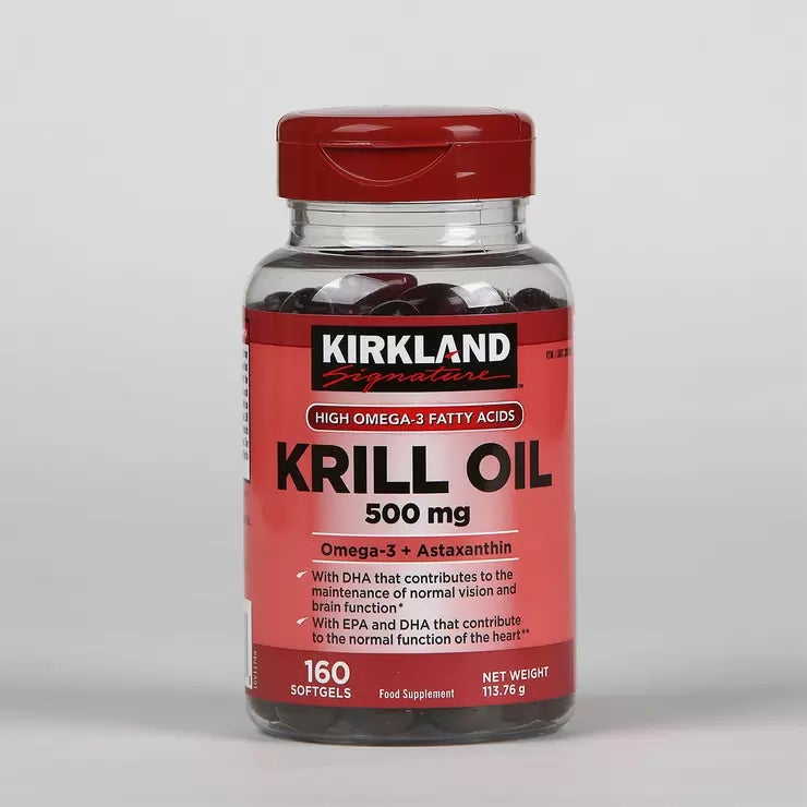 Kirkland Signature Krill Oil 500mg 160 Capsules, UK version