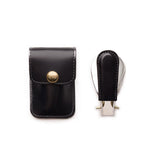 Ettinger travel shoehorn in black leather pouch, imported from the UK
