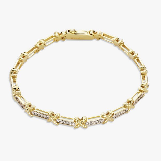 Revere gold plated silver kisses linked tennis bracelet 7.5in - British product
