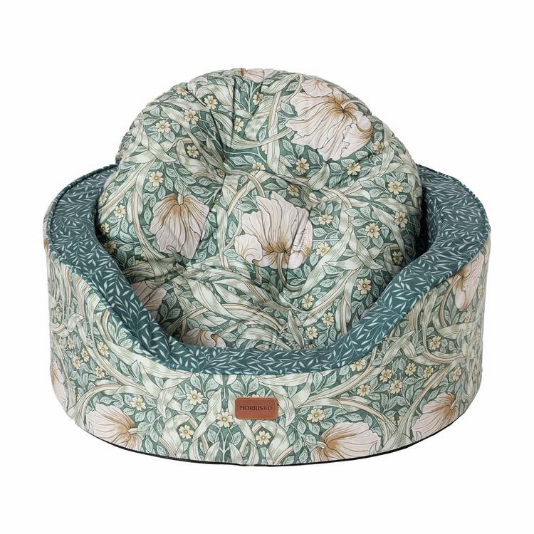 Morris & Co Pimpernel & Lily Leaf small oval dog bed (British brand)
