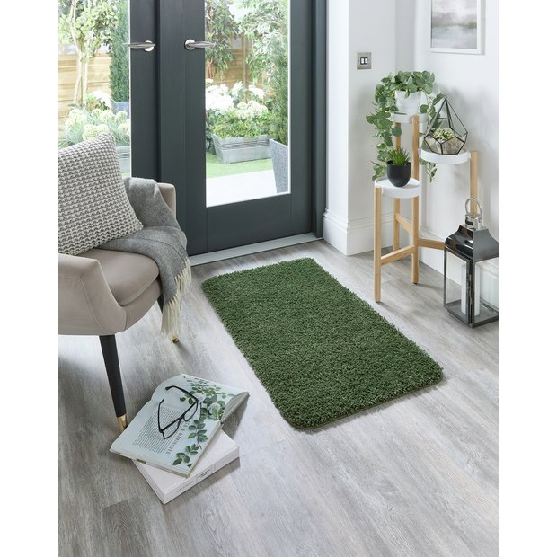 Buddy forest green shaggy rug 60x100cm, imported from the UK