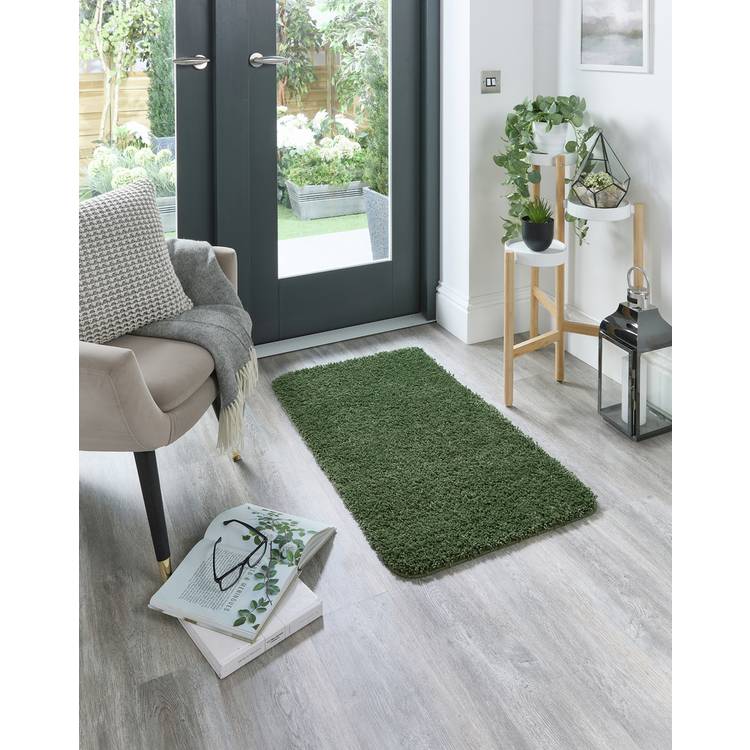 Buddy forest green shaggy rug 60x100cm, imported from the UK