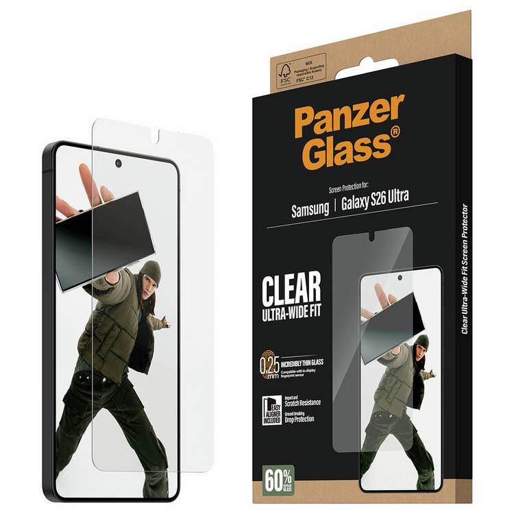 PanzerGlass screen protector for Samsung Galaxy S26 Ultra, UK version