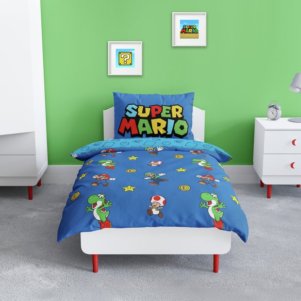 Nintendo Super Mario kids bedding set single blue - British product