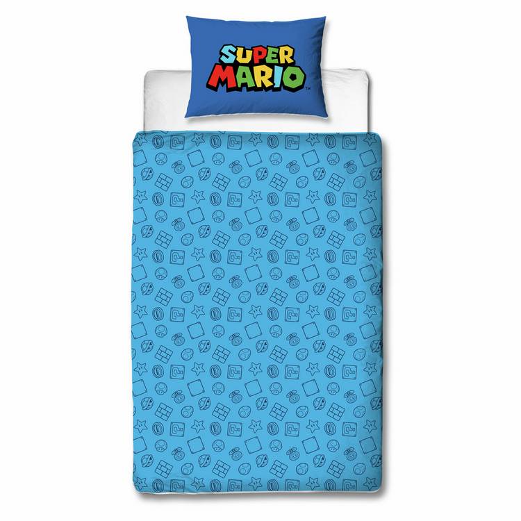 Nintendo Super Mario kids bedding set single blue - British product