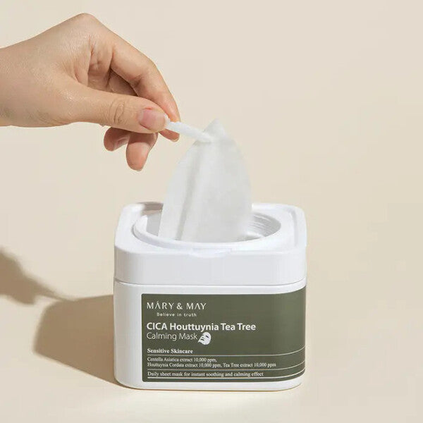 MARY & MAY Cica Houttuynia Cordata Tea Tree Calming sheet mask, UK version