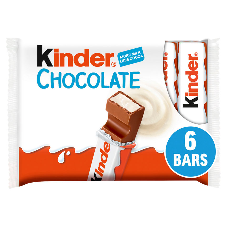 Kinder Milk Chocolate Medium Snack Bars Multipack 6x GOODS ASDA   