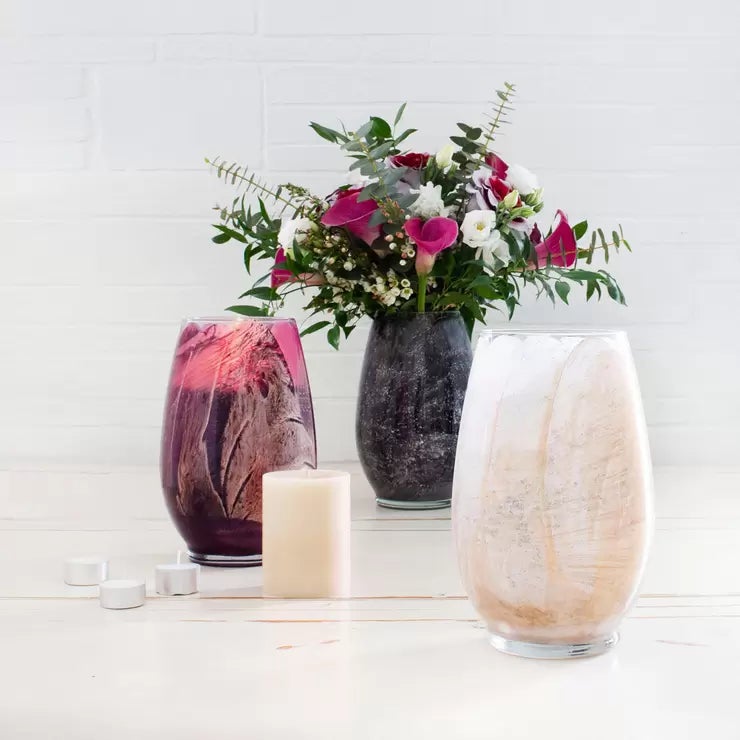 Northern Lights hand painted glass candle, imported from the UK