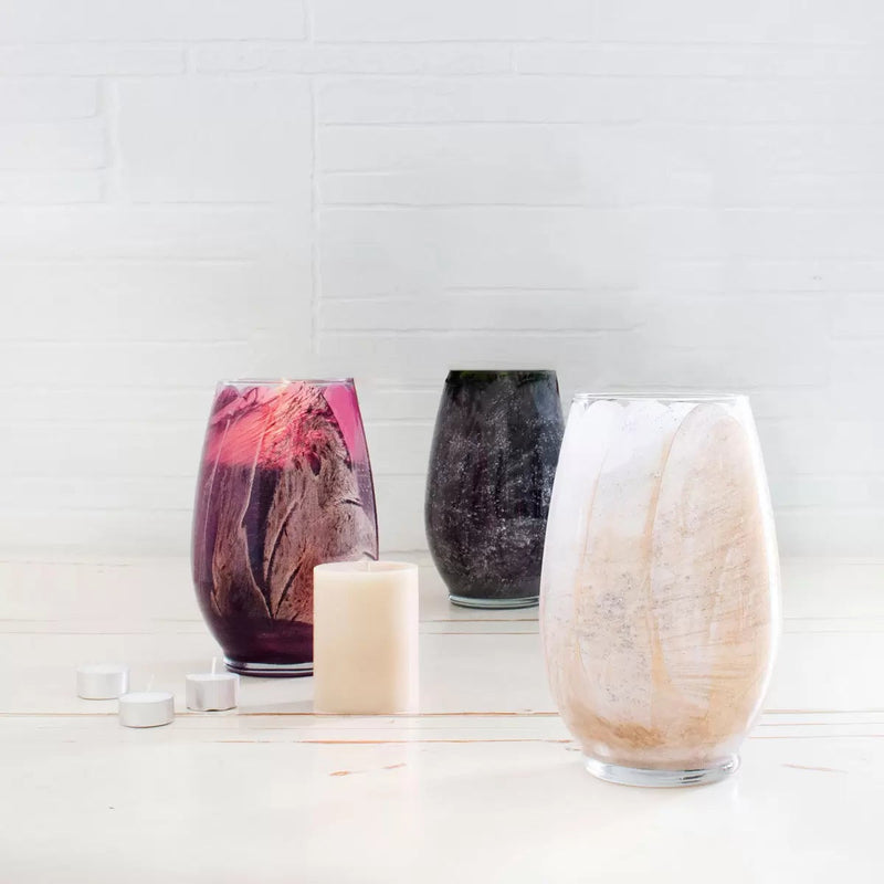 Northern Lights hand painted glass candle, imported from the UK
