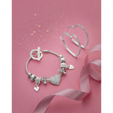 Lipsy silver tone pave heart charm bracelet (British brand)