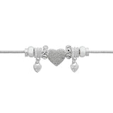 Lipsy silver tone pave heart charm bracelet (British brand)