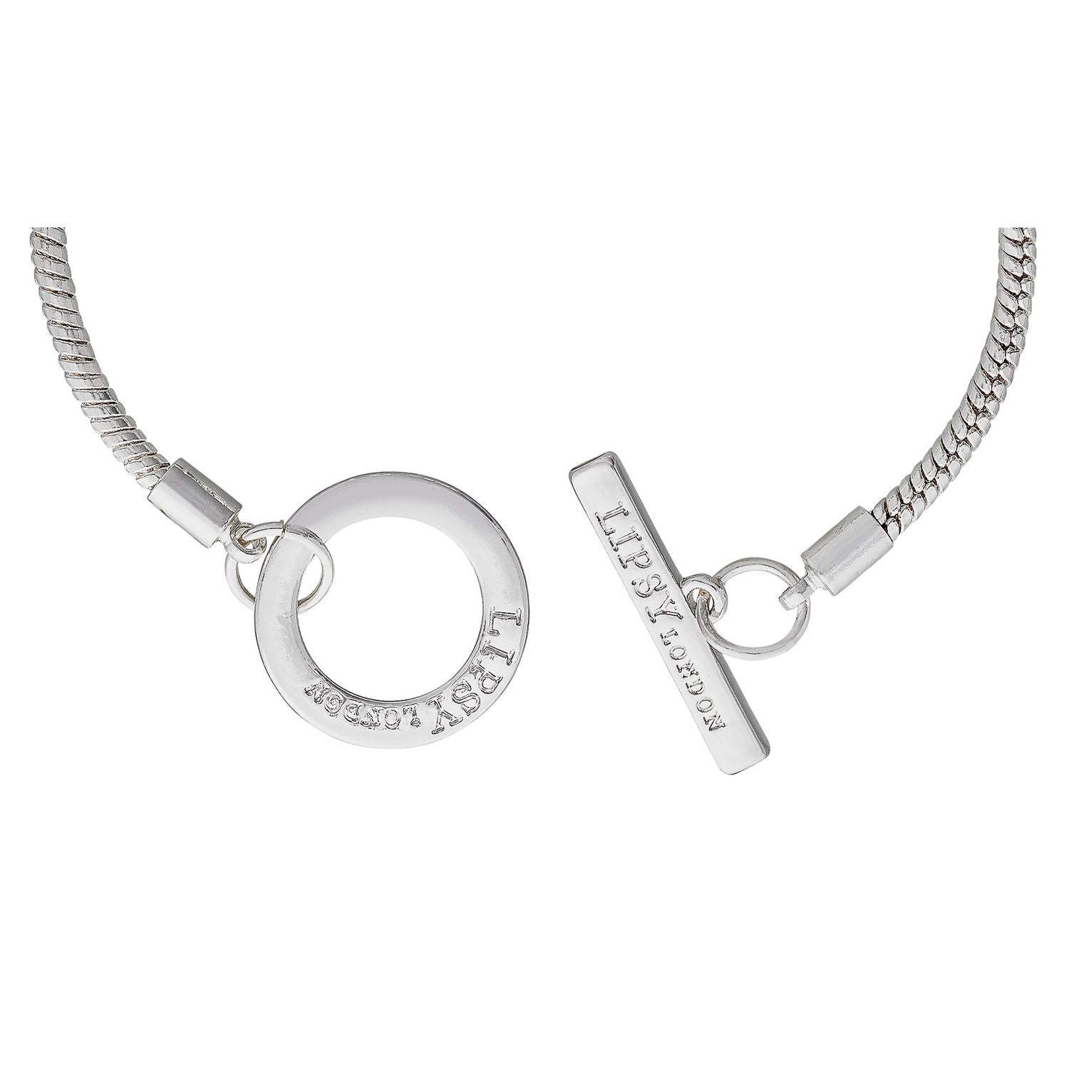 Lipsy silver tone pave heart charm bracelet (British brand)