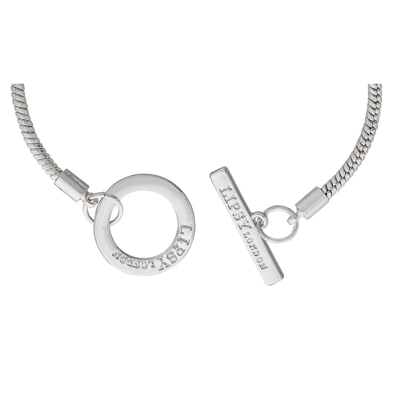 Lipsy silver tone pave heart charm bracelet (British brand)