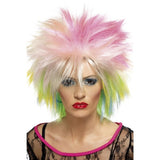 Smiffys 80s Attitude Wig multi-coloured short spiky, imported from the UK