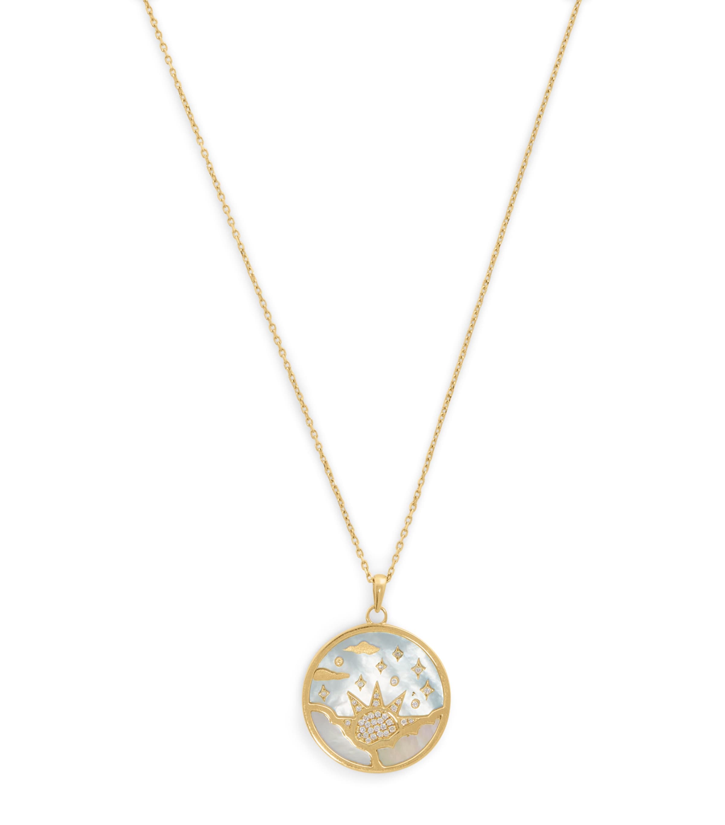 L'Atelier Nawbar yellow gold and diamond sunrise pendant necklace, UK version
