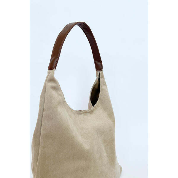 SVNX suede hobo shoulder bag in beige - British product