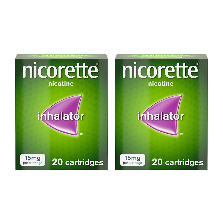 2 Nicorette 15mg Nicotine Inhalator Cartridges / 20 Cartridges Bundle