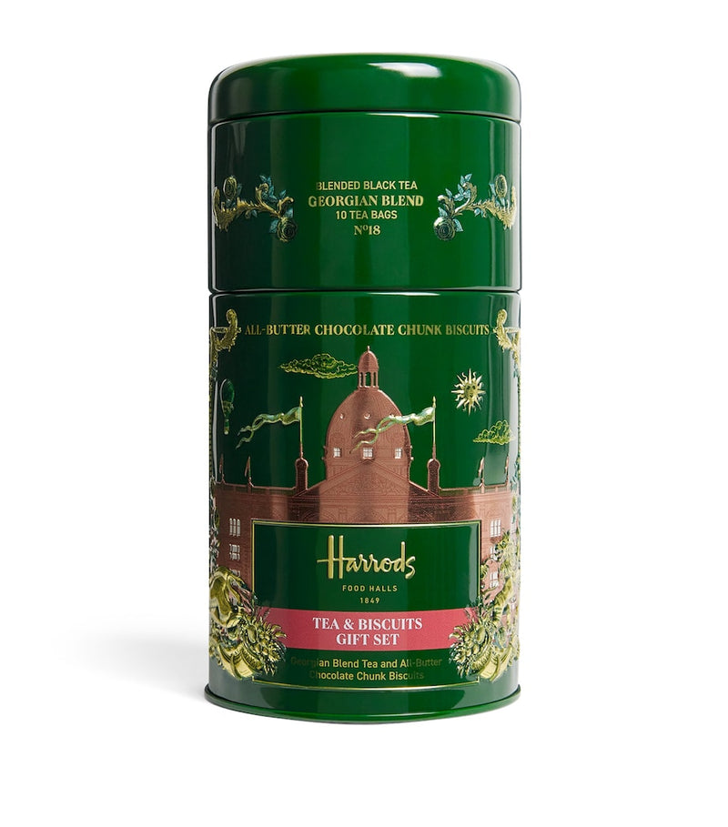 Harrods Georgian Blend tea and chocolate-studded biscuits gift set, UK version